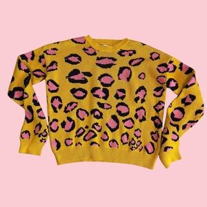 Melrose and Market Vibrant Animal Leopard Print Sweater XL
